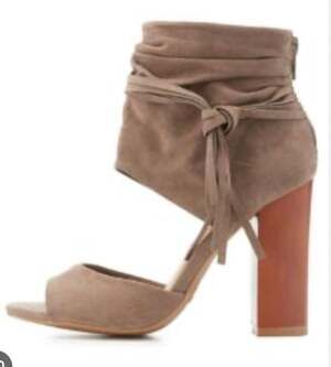 Embark/Bamboo Taupe Suede Slouchy Peep Toe Heeled Sandals Size 8.5